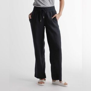 Quince Black Wide Leg Linen Pants - Large